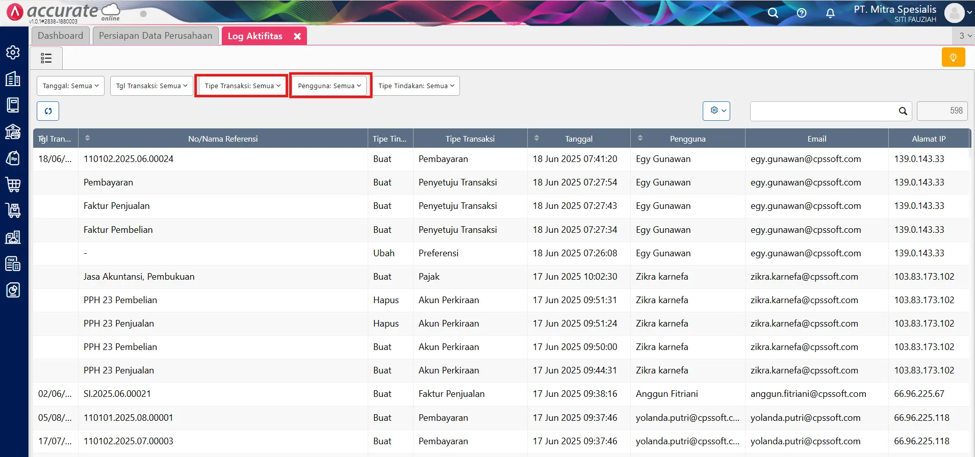 Cara Membaca Log Aktivitas
